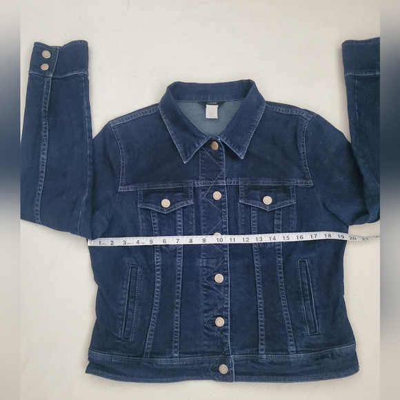 J. Crew Dark Blue Jean Jacket Women's SIZE LARGE. - Picture 13 of 16